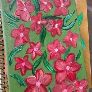 Floral Painted Notebook with Pink Flowers 🌺